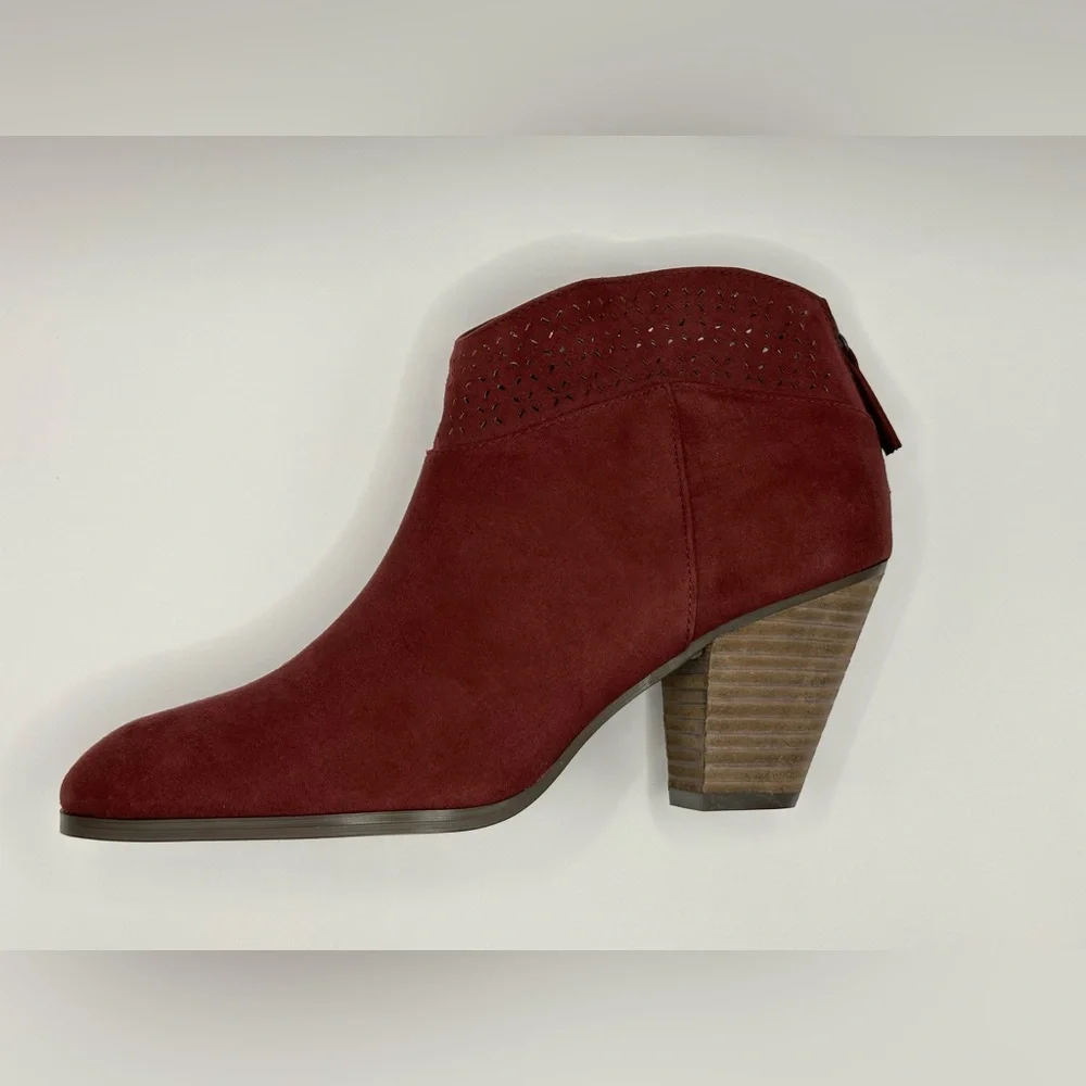 Violet & Red Jackson Lazer Cut Topline Bootie Burgundy 8M - Picture 6 of 9